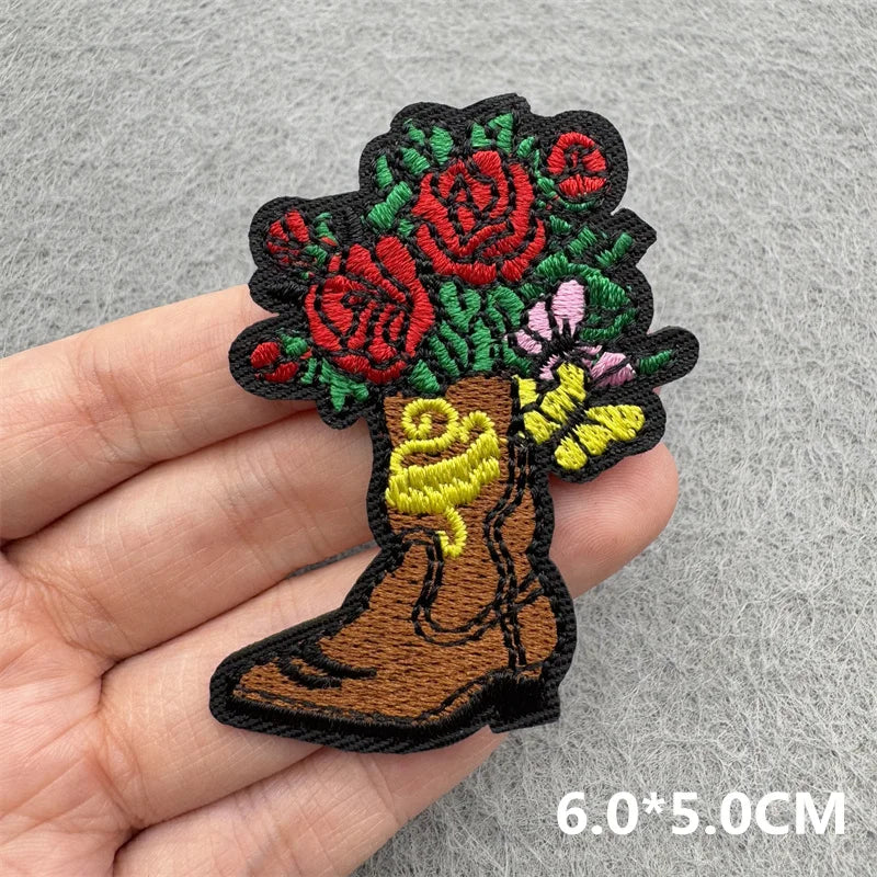 Western Cowboy Embroidered Patches DIY Boots Horse Patch For Clothing Iron On Patches Jackets Backpack Hats Sew Badges Patches