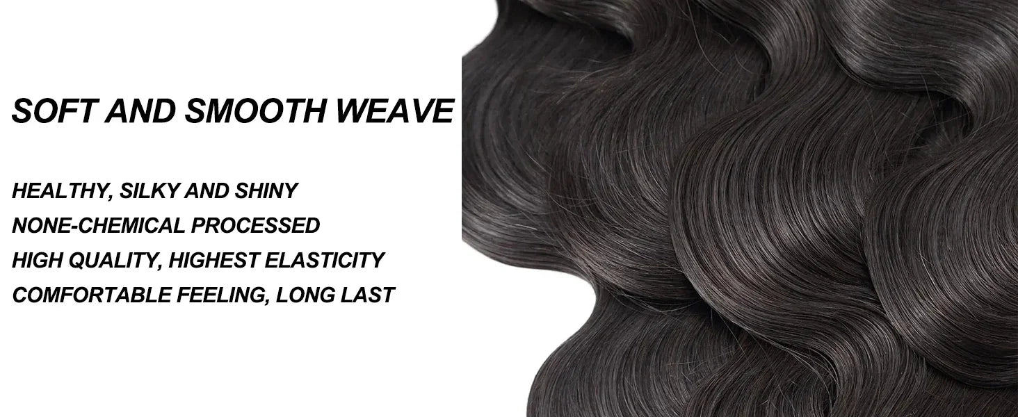 42 Inch Body Wave Human Hair Bundles Natural Black Brazilian Virgin Hair Weave 12A Unprocessed Real Human Hair Extensions Full T