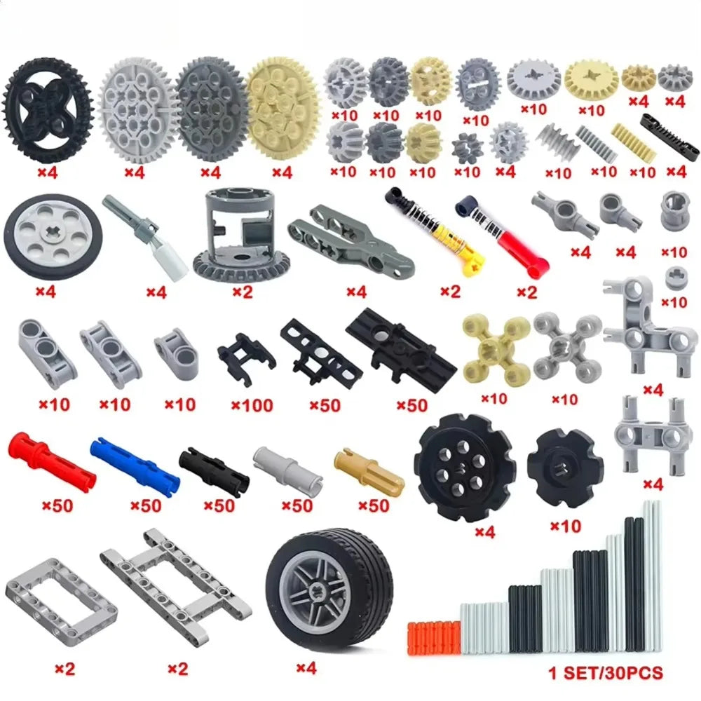 768PCS Technical Parts Building Kit Gears Axles Wheels Connector MOC Bricks Bulk Educational STEM Toys For DIY Car Robot Models