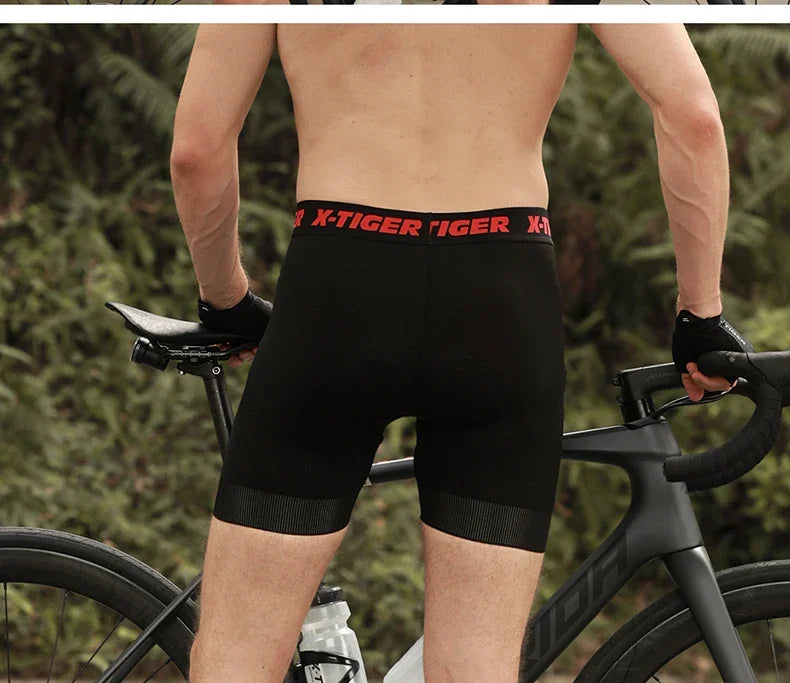 X-TIGER Cycling Underwear Men's Shorts 5D Padded Breathable Sports Riding Bike Bicycle MTB Liner Shorts with Anti-Slip Leg Grips