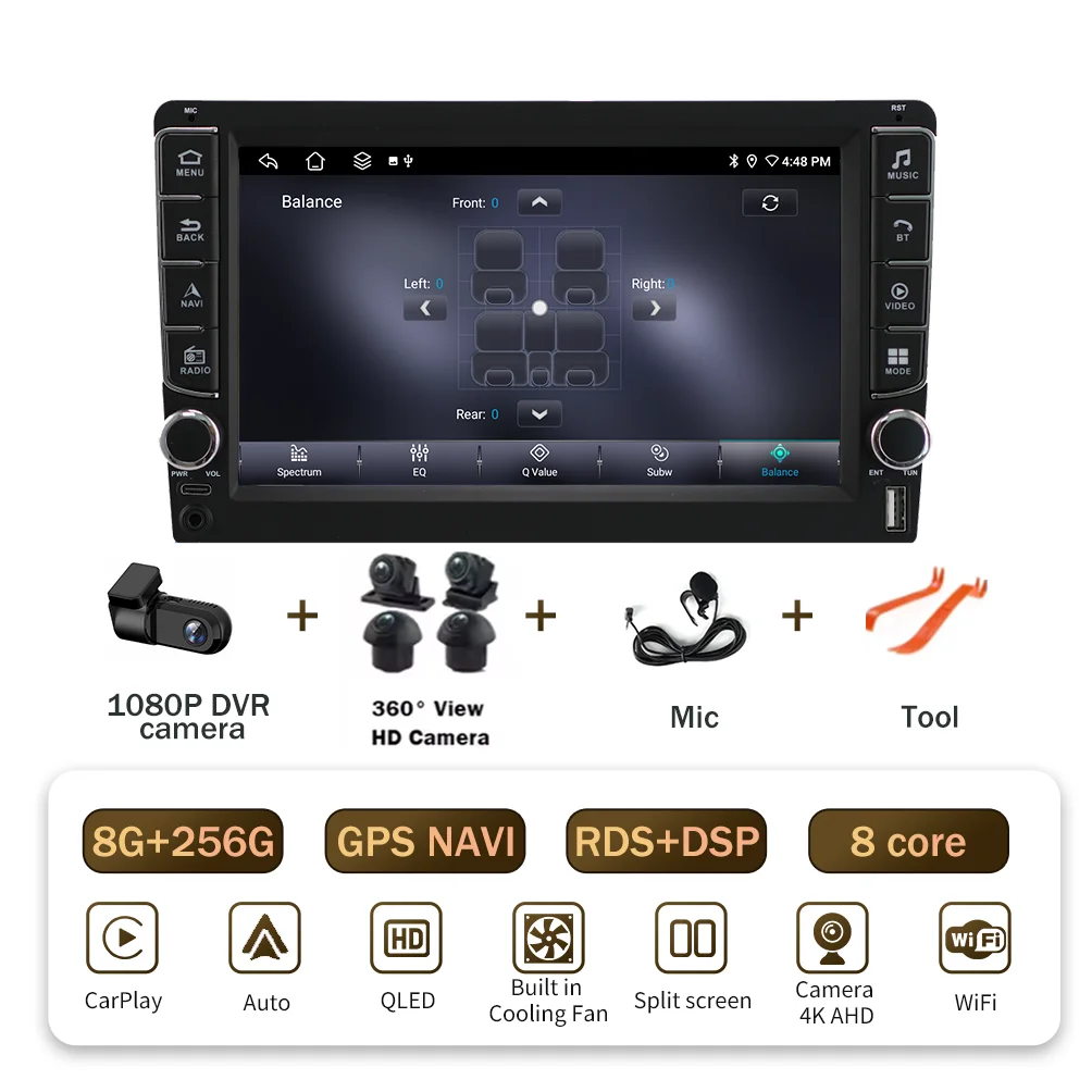 Android 16  For Kia RlO 2 2005 - 2011 2 Din Video Player Car Radio Multimedia Stereo Navigation Carplay AUTO Head Unit Audio  GP