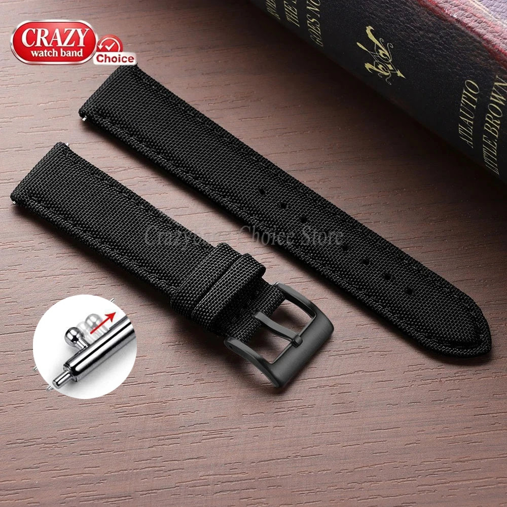 20mm 22mm Waterproof Sailcloth Watch Strap Two-Sided Nylon Watchband Quick Release Band Universal Sport Belt for Men Bracelet