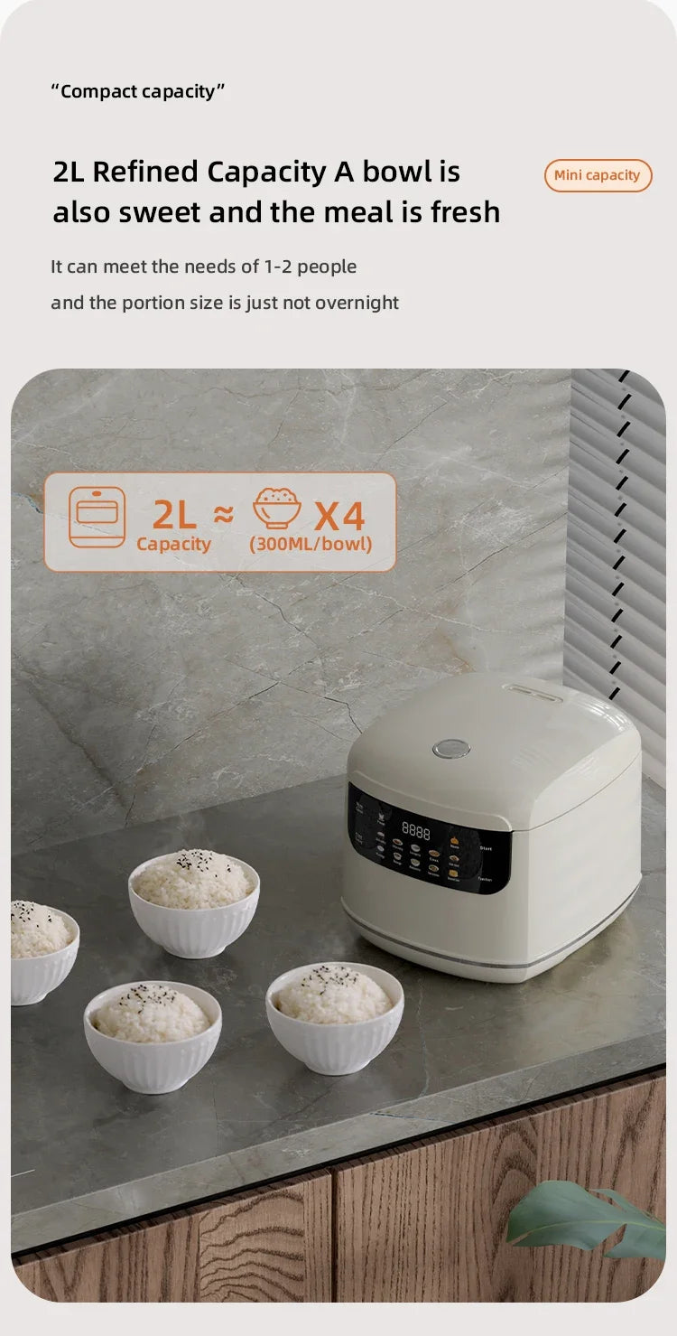 MultiCooker Electric Rice Cooker 110V 220V Non-Stick Pot 1-3 People Mini Cooking Machine Steamed Smart Rice Cooker Kitchen 2L
