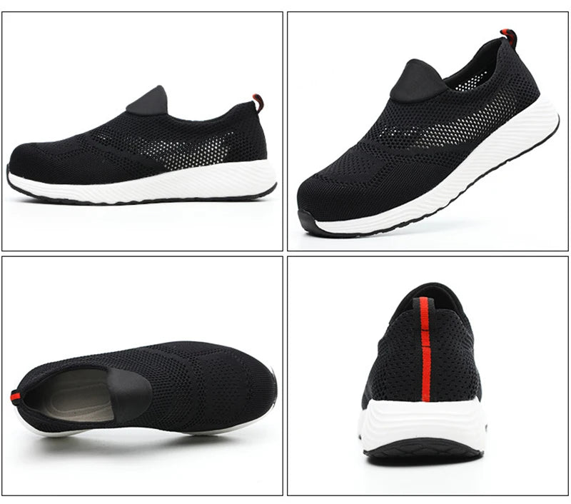 Breathable Safety Shoes Man Steel Toe Anti-Puncture Reinforced Sole Men's Work Shoes Lightweight Slip Resistant Safety Sneaker