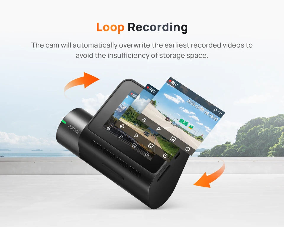 Global 70mai Dash Cam A200 Dual-channel Record 1080P HDR 2'' IPS Screen 24H Parking Monitor Car DVR 70mai A200 WIFI APP 130° FOV