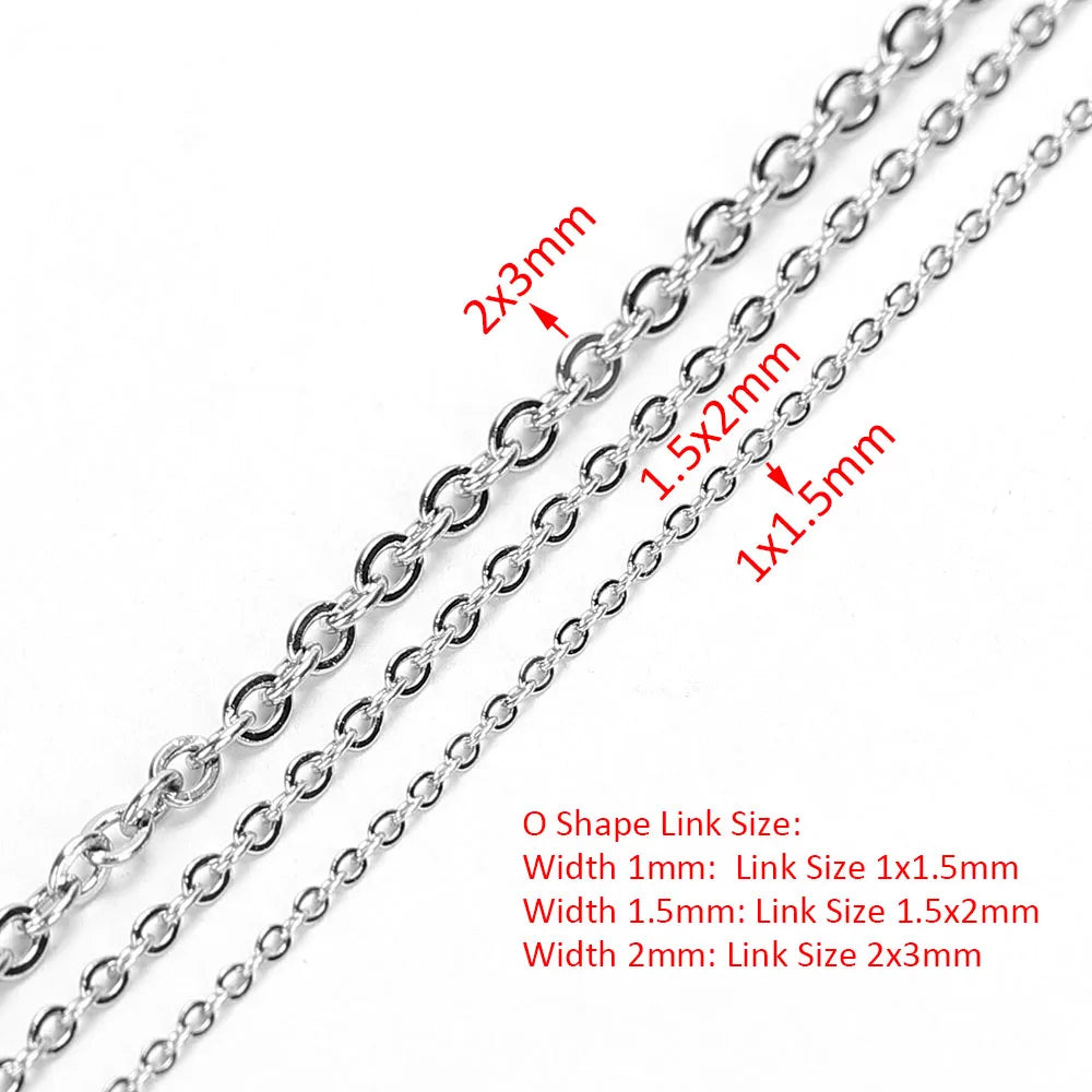 10Meters 1/1.5/2mm Stainless Steel O Shape Cross Chains for Necklace Bracelets Jewelry Making DIY
