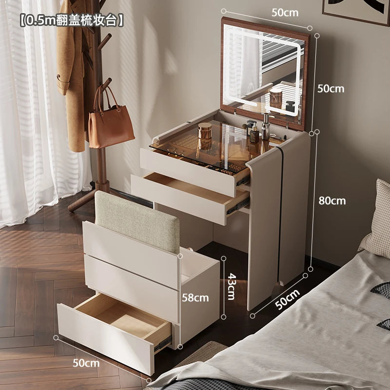 Dressing Table Bedroom Minimalist Design New Mini Bedside Table Storage Elegant Stylish Coiffeuse Maquillage Meuble Furniture