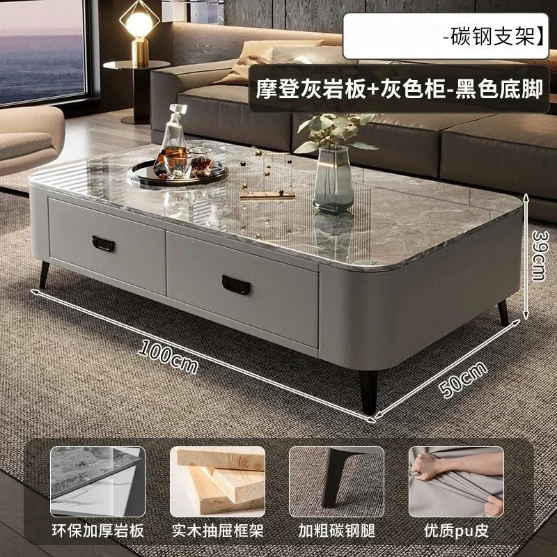 Luxury Marble Effect Coffee Tables Modern Design Square Storage Coffee Tables Minimalist Aesthetic Stolik Kawowy Home Furniture
