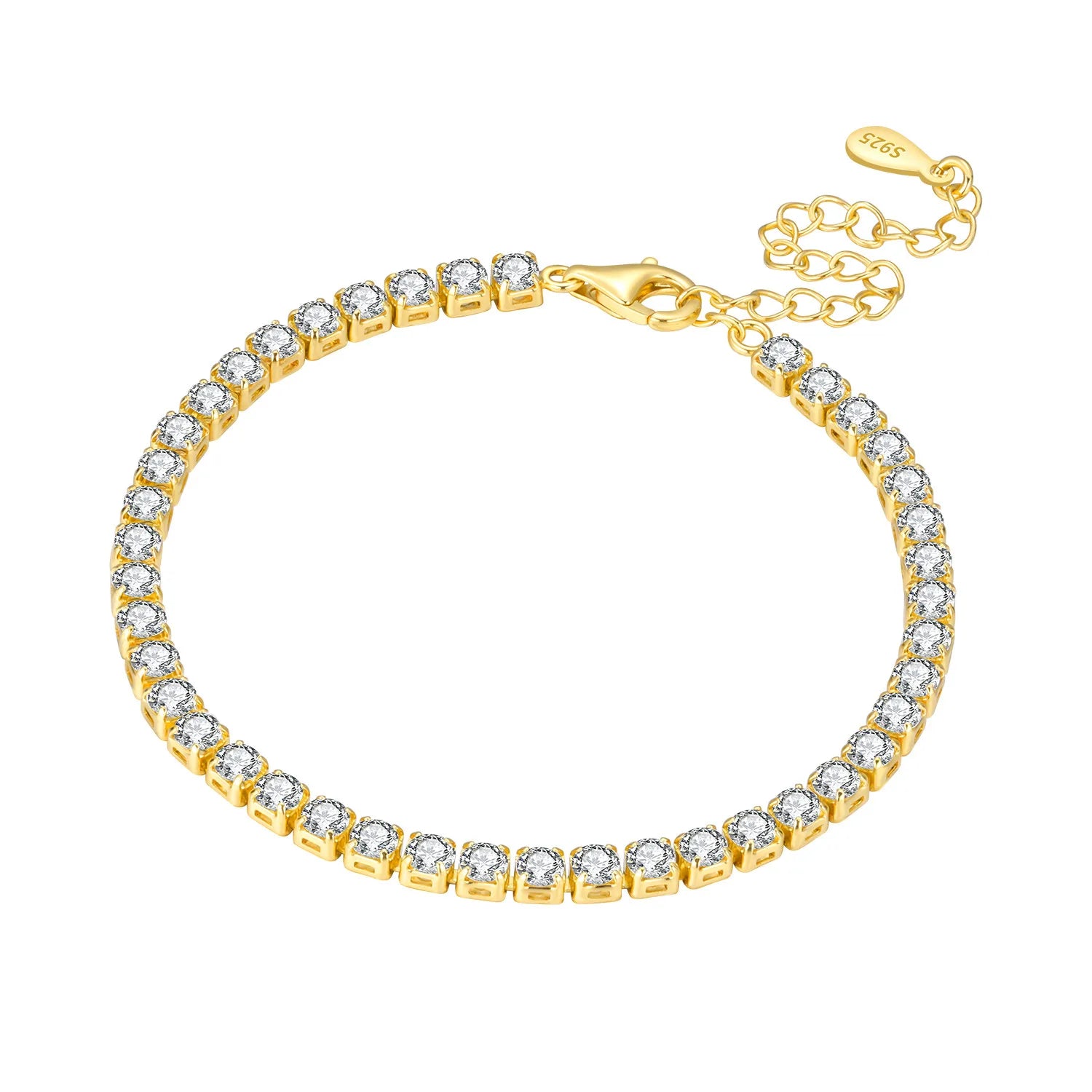 Original 925 Sterling Silver Zirconia Tennis Chain Bracelet for Women Adjustable Gold Color Hot Sale Ideal Birthday Party Gifts
