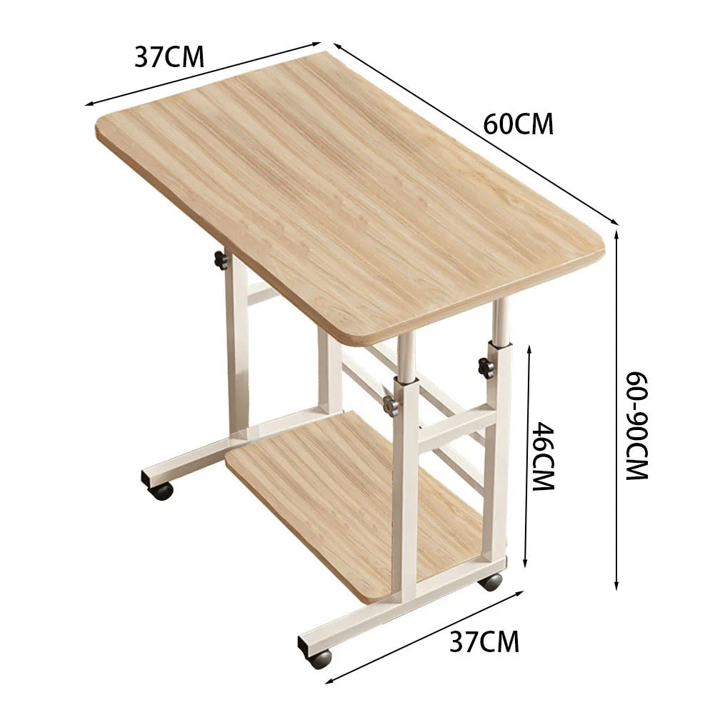 Bedroom Dormitory Movable Bedside Laptop Table Height Adjustable Bedside Table With Wheels Desk Tray Table