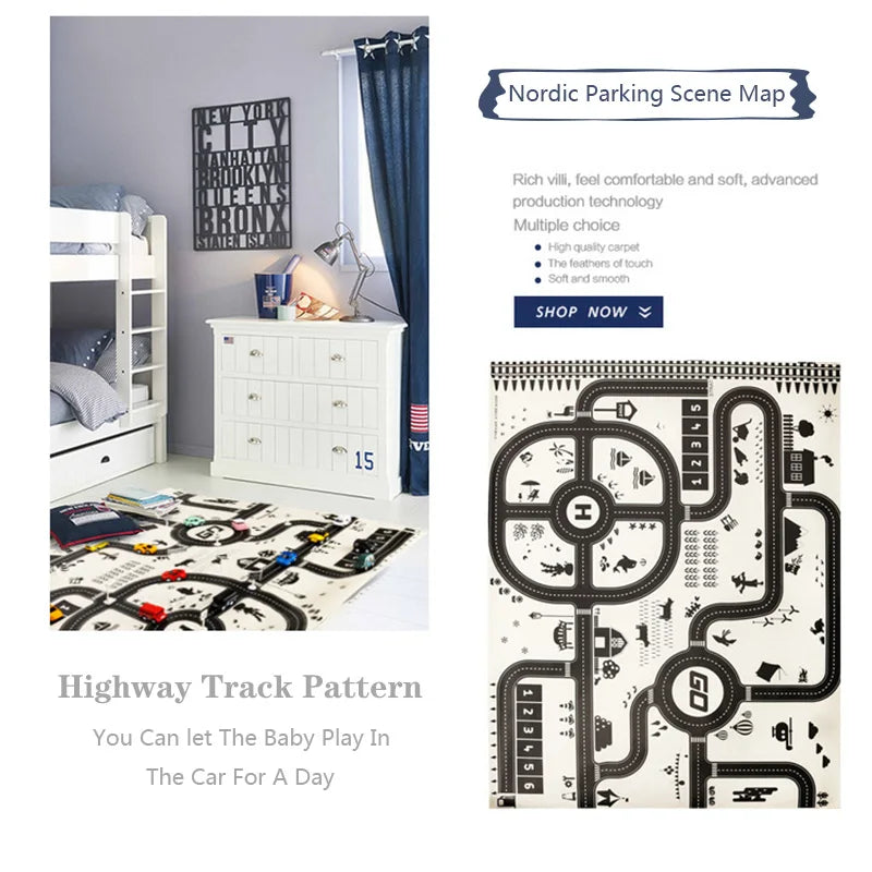 83*58cm/130*100cm Road Mat Children Traffic Car Map Educational Toy Road Plastic Carpet Playmat For Mats City Kids Toys Games