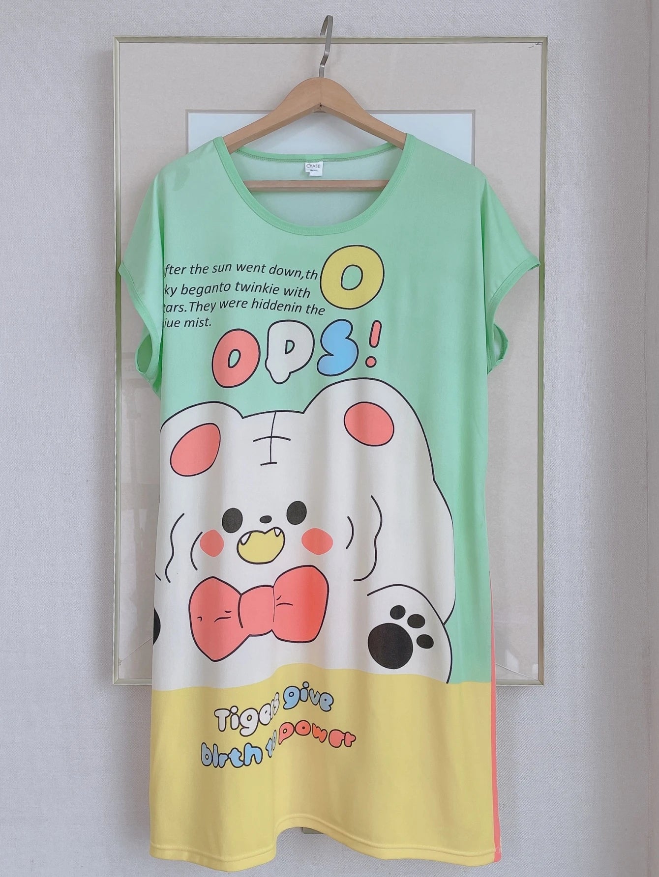 1PC, Summer And Autumn Cool Cute Girls Cartoon Nightdress, Comfortable Short-sleeved Dress, Women's Home Wear, Polyester Pajama