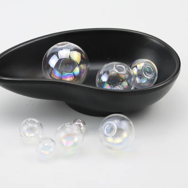 10piece 6-40mm Hollow Glass Ball With One Hole Round Bubble Vial Glass Globe Orbs Jewelry Findings Glass Locket Accessories