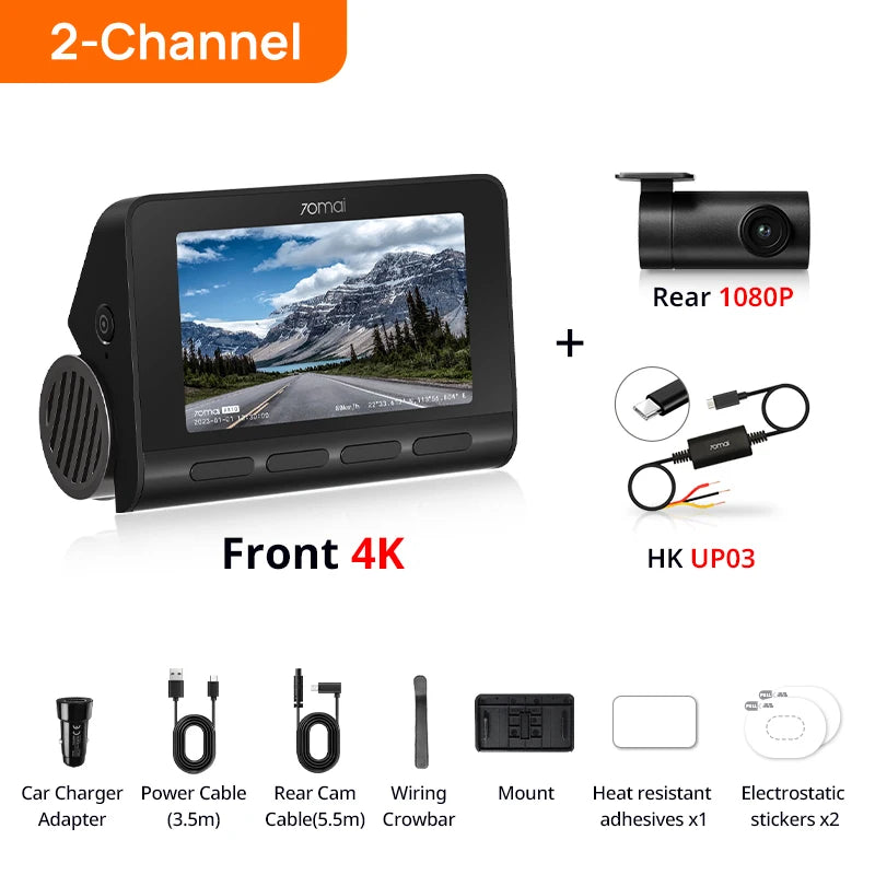 70mai 4K Dash Cam A810 Front Rear Set Suppor 4G Module LTE UP04 Remote Control GPS ADAS Car DVR 70mai A810 Car DVR