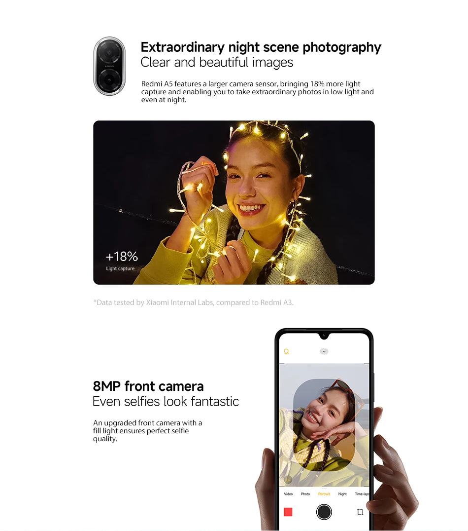 Redmi A5 Global Version UNISOC T7250 Processor 6.88" Large Screen Display Supports 15W Fast Charging 32MP Main Camera Xiaomi