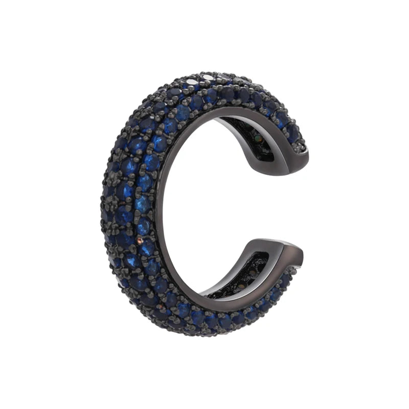 1 Piece Ear Clip on Earring Cuff Rainbow CZ Gold Silver Color Earing Jewelry Aretes Non Pierced Blue Black Clear Clipping