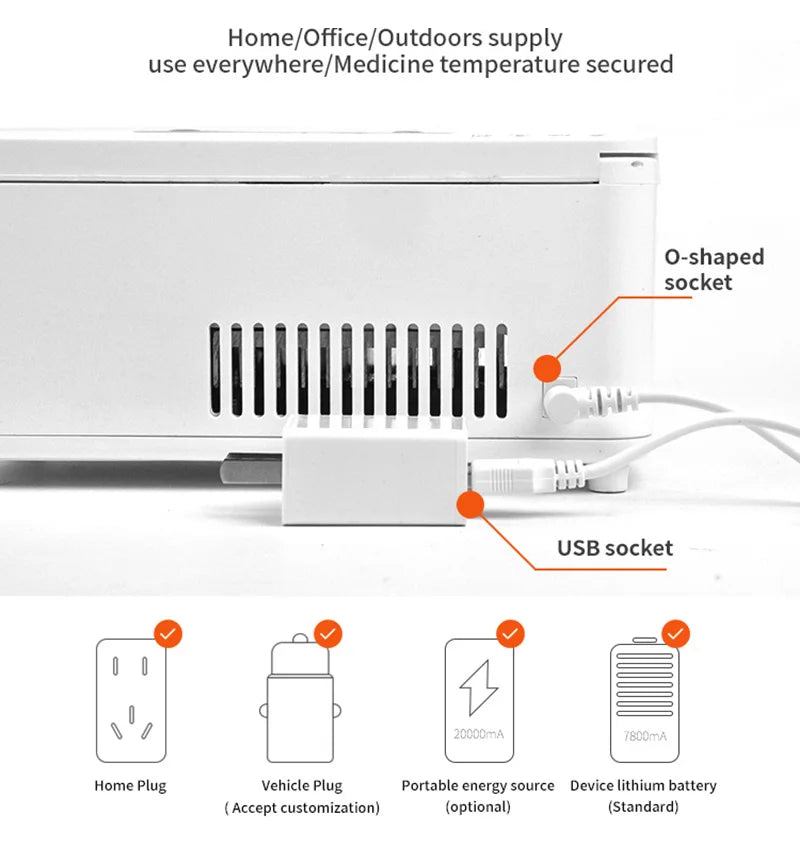 Insulin Cooler Mini Fridge Portable Medicine Refrigerator Serum Interferon Dispenser Car Fridge Family Outdoor Travel