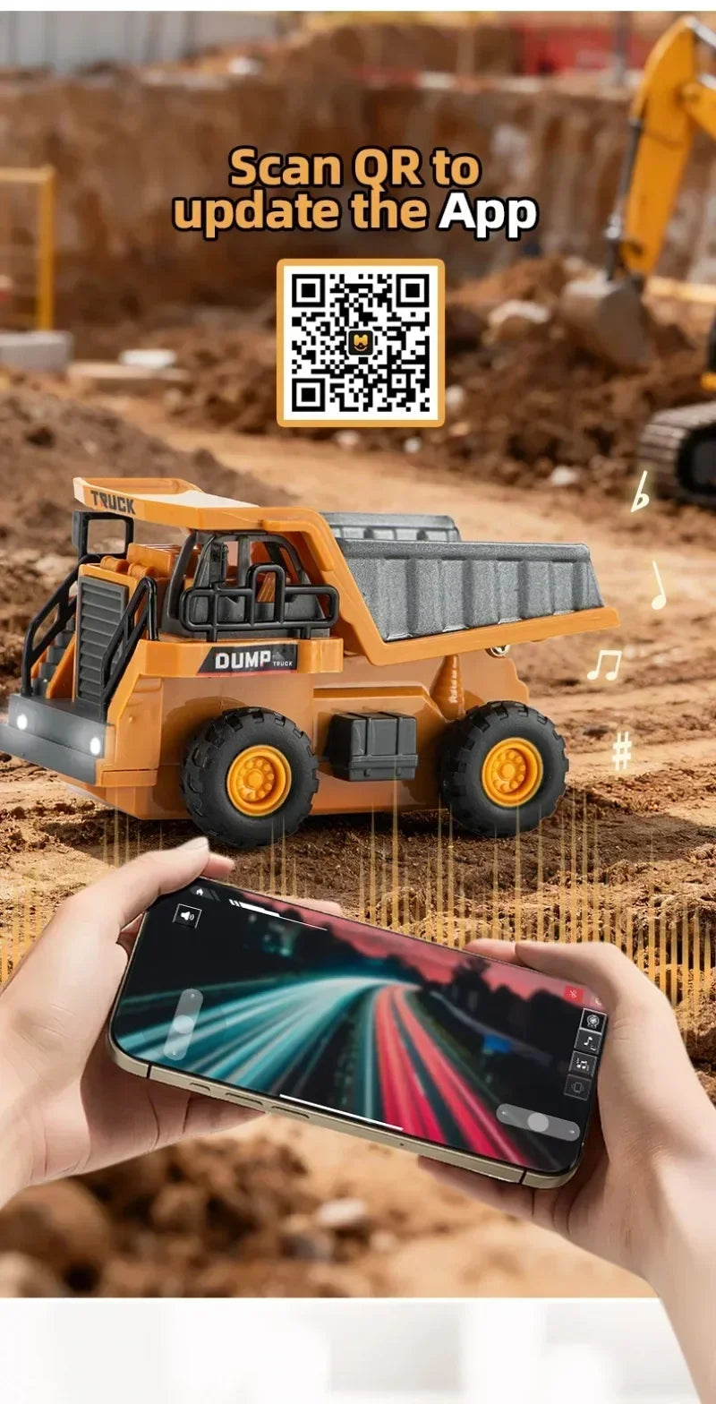 1:64 RC Mini Alloy Car Forklift with Trailer Excavator Desktop Game 2.4G Remote Control Engineering Lift Truck Child's Toy Gifts