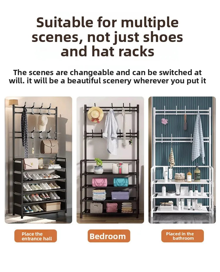 Multi-layer Door-mounted Shoe Hat Rack - Simple Assembly Household Integrated Multi-functional Storage Cabinet for Home Use