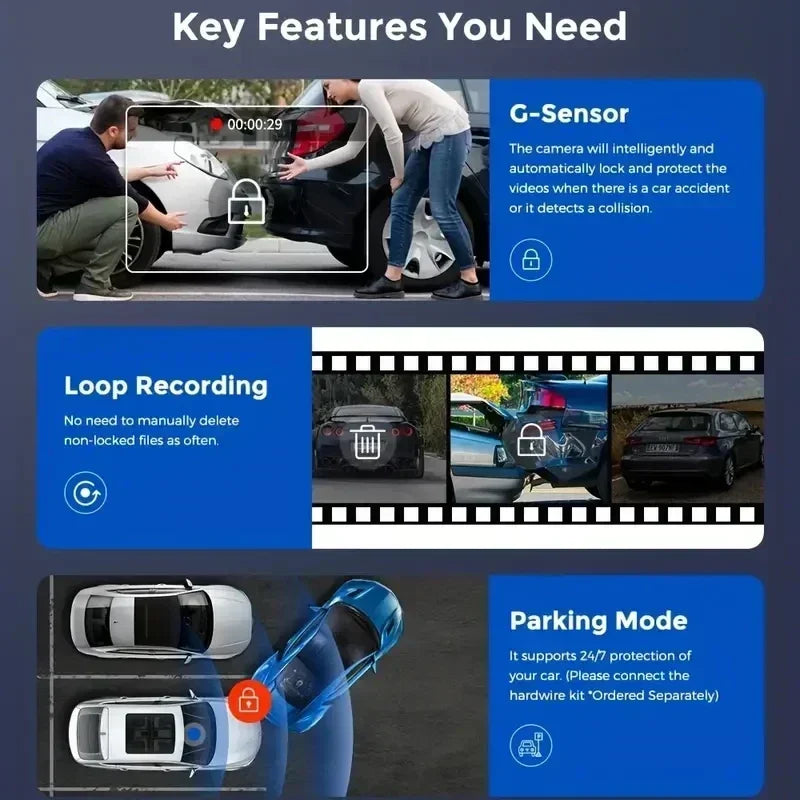 2/3Camera WIFI/NO WIFI Dash Cam Cabin Car Dvr 1080P Interior Vehicle Three Way Channel Dvrs Recorder Video Dashcam Camcorder