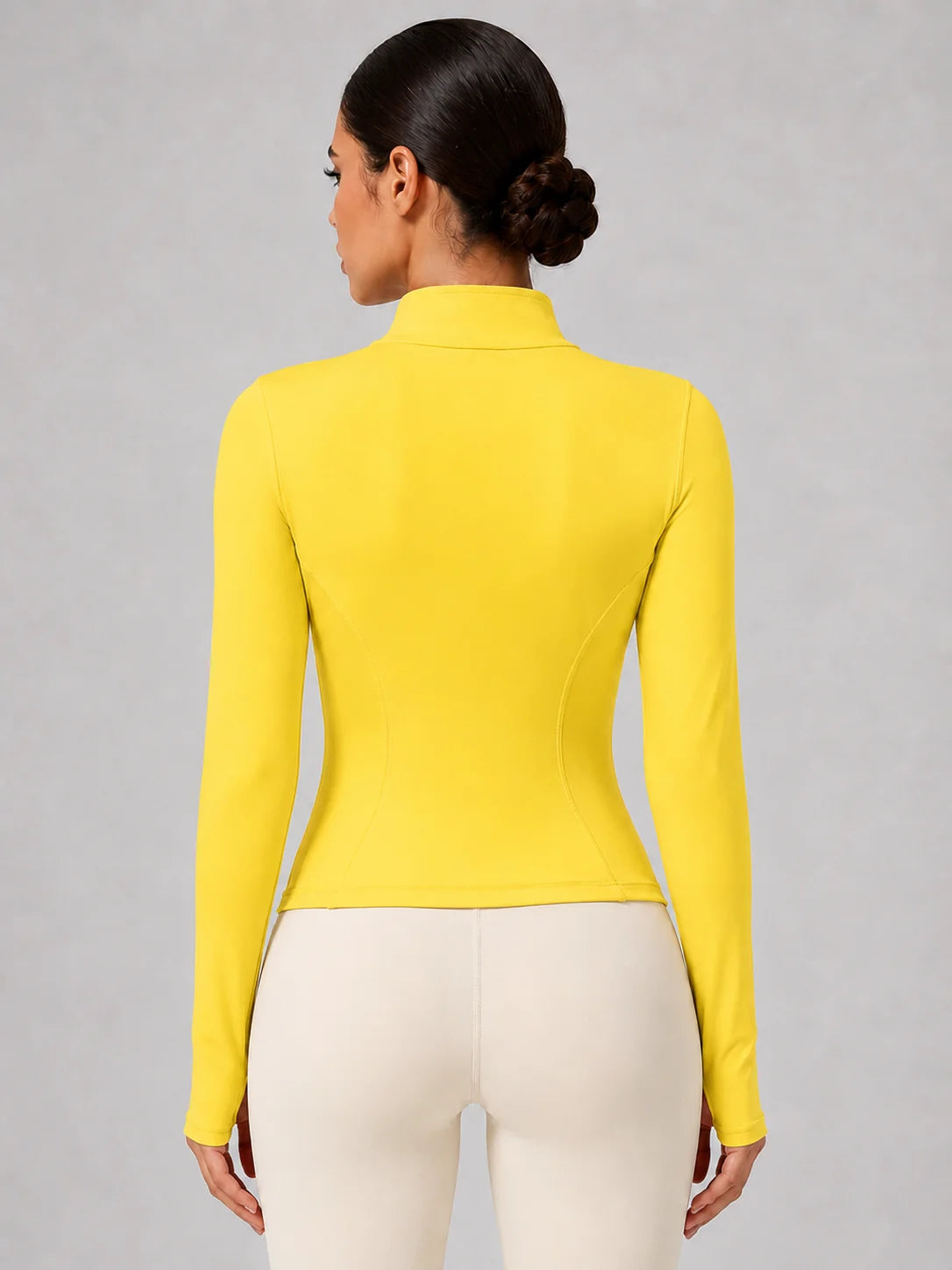 Women's Full-Zip Yoga Jacket, Slim Fit Long Sleeve Athletic Top with Thumb Holes, Lightweight Stretchy Workout Jacket for Runnin