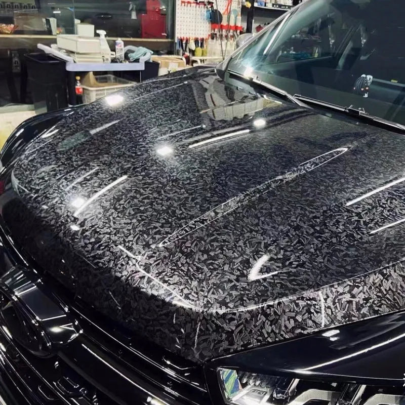 Glossy Laser Forged Carbon Fiber Vinyl Wrap Self-Adhesive Car Sticker Waterproof for Automotive Styling Interior Decoration Film