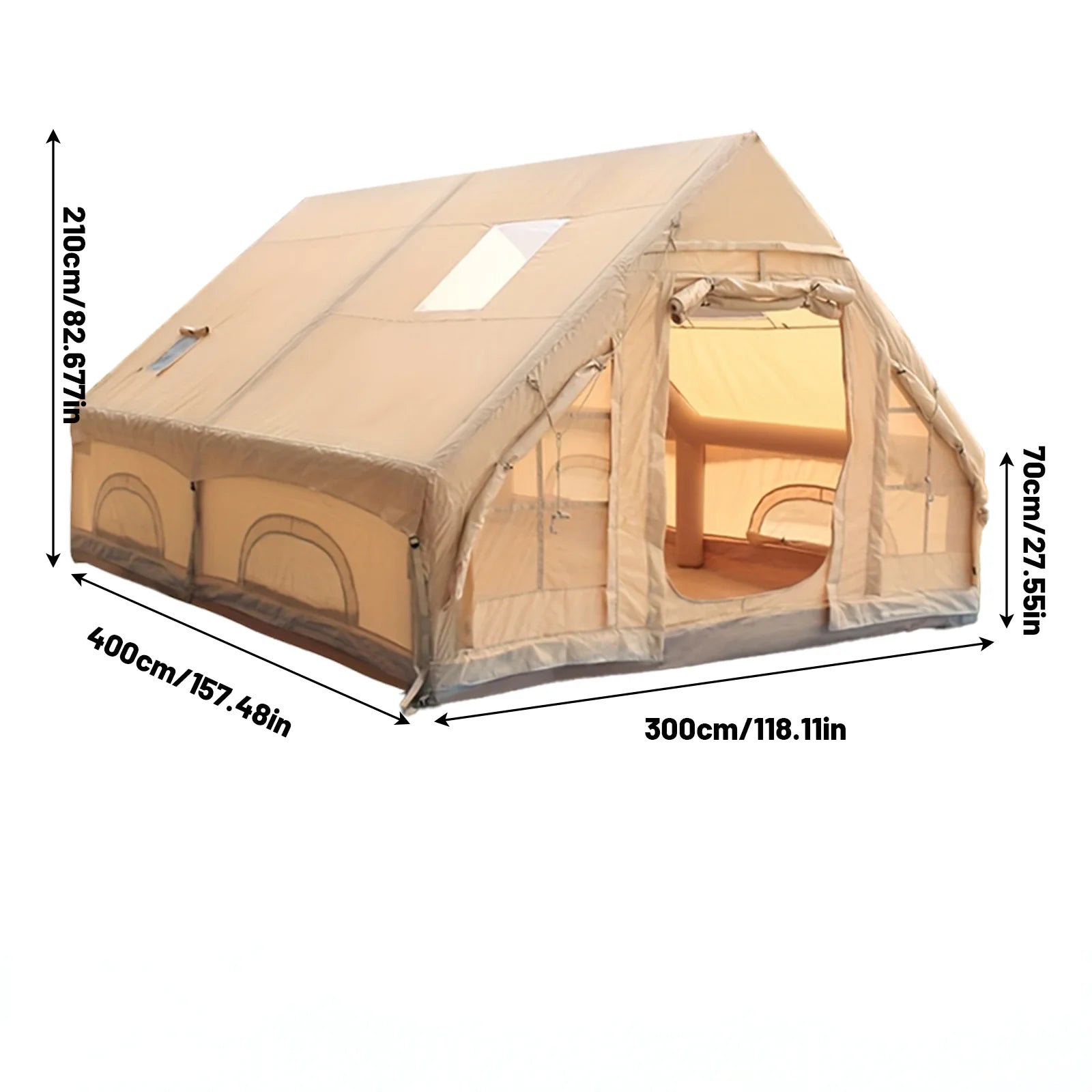 4-8 Person Inflatable Camping Tent - Quick-Setup Air Frame, 4-Season Waterproof Shelter with Stove Jack & Portable Design.