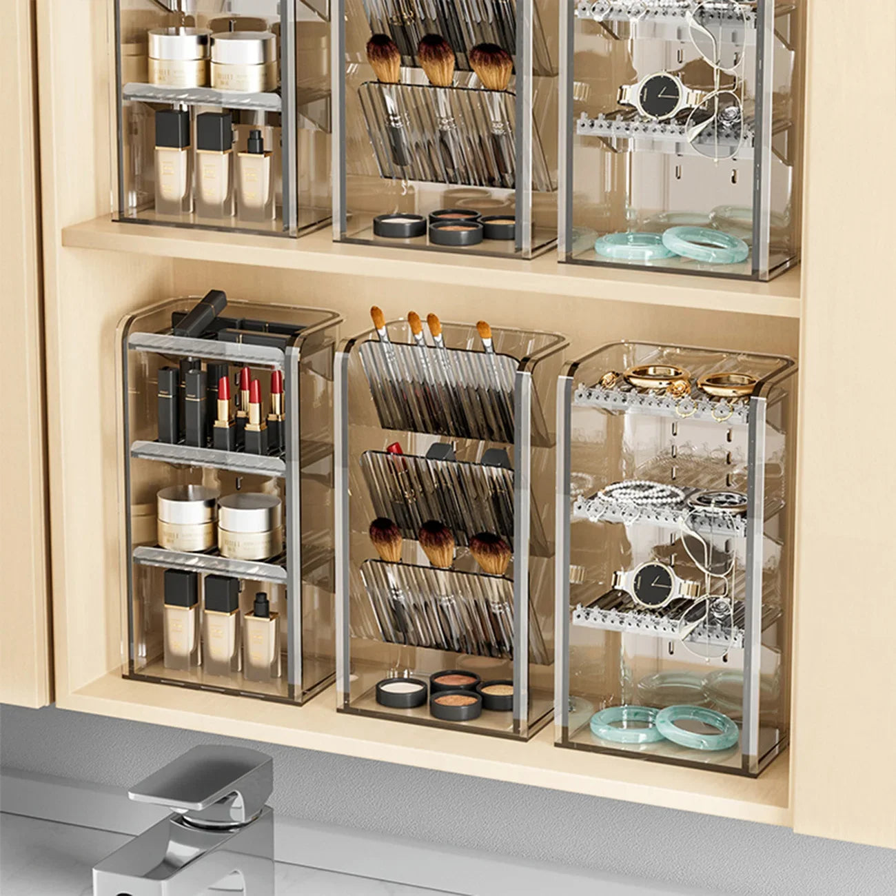 Makeup Organizer Cosmetic Lipstick Jewelry Display Cases Stackable Storage Box Brush Holder Bathroom storage organization