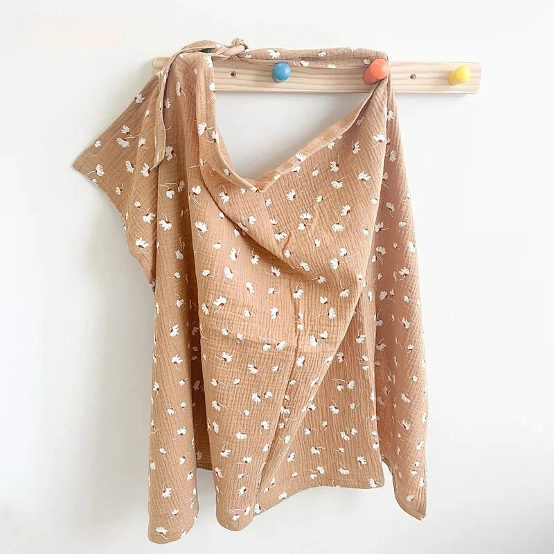 Nursing Cover Breastfeeding Privacy Baby Feeding Shawl, Breathable Cotton Muslin Adjustable Nursing Wrap for Moms