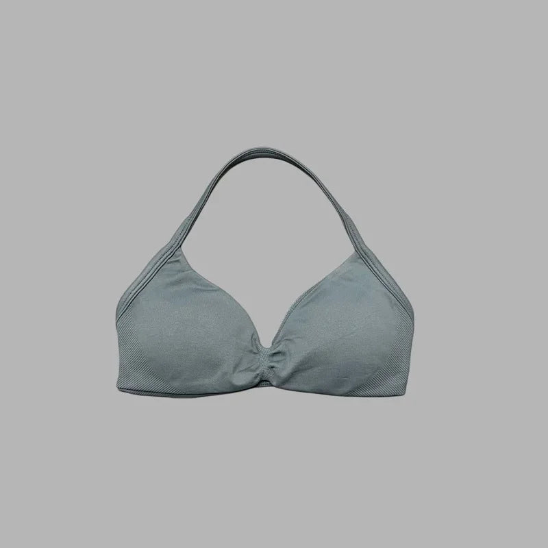 Sports Strappy Bra Yoga Underwear Women Gym Top Running Exercise Backless Bra High Support Active Wear Fitness Workout Halter