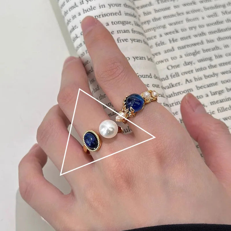 925 Sterling Silver Metal Flower Shell Geometric Rings For Women French Retro Romantic Open Thai
