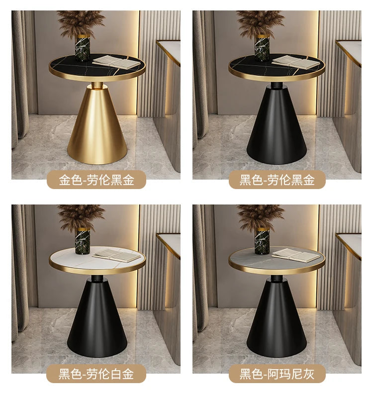 Luxury Round Side Table with Marble Top and Metal Base Modern End Table for Small Space Living Room Bedroom Hotel Use