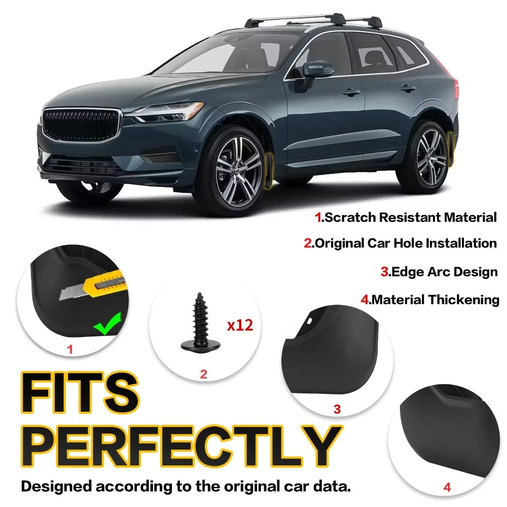For Volvo XC60 2018-2024 Car Mud Guard Kit Splash Guards Mudguards Mudflaps with Hardware Kits Accessory