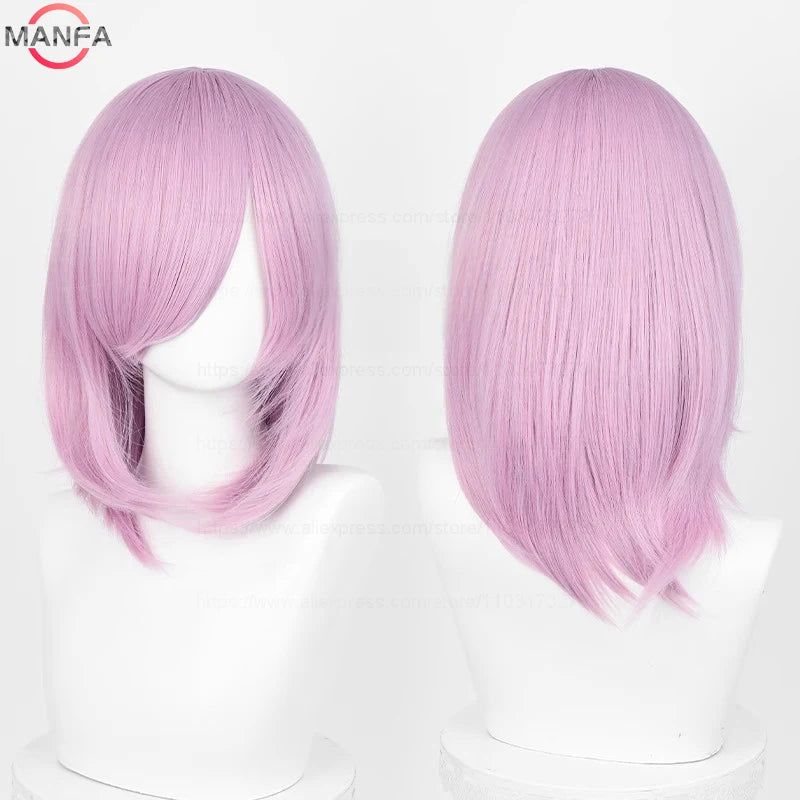 40cm Medium Basic Anime Cosplay Wig Bang Blond  Black White Red Pink Green Brown Gold Blue Heat Resistant Synthetic Hair Wigs
