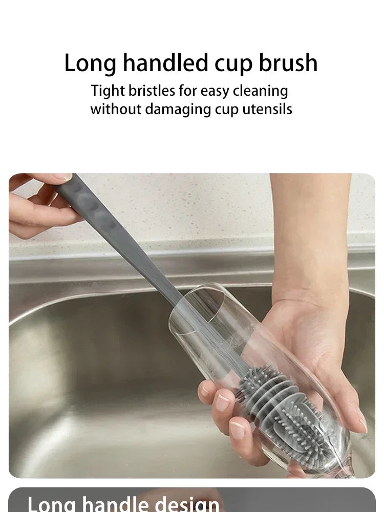 Bottle Brush Insulation Cup Washing No Deadend Long Handled Silicone Cleaning Brush Household Multifunctional Cleaning Tools