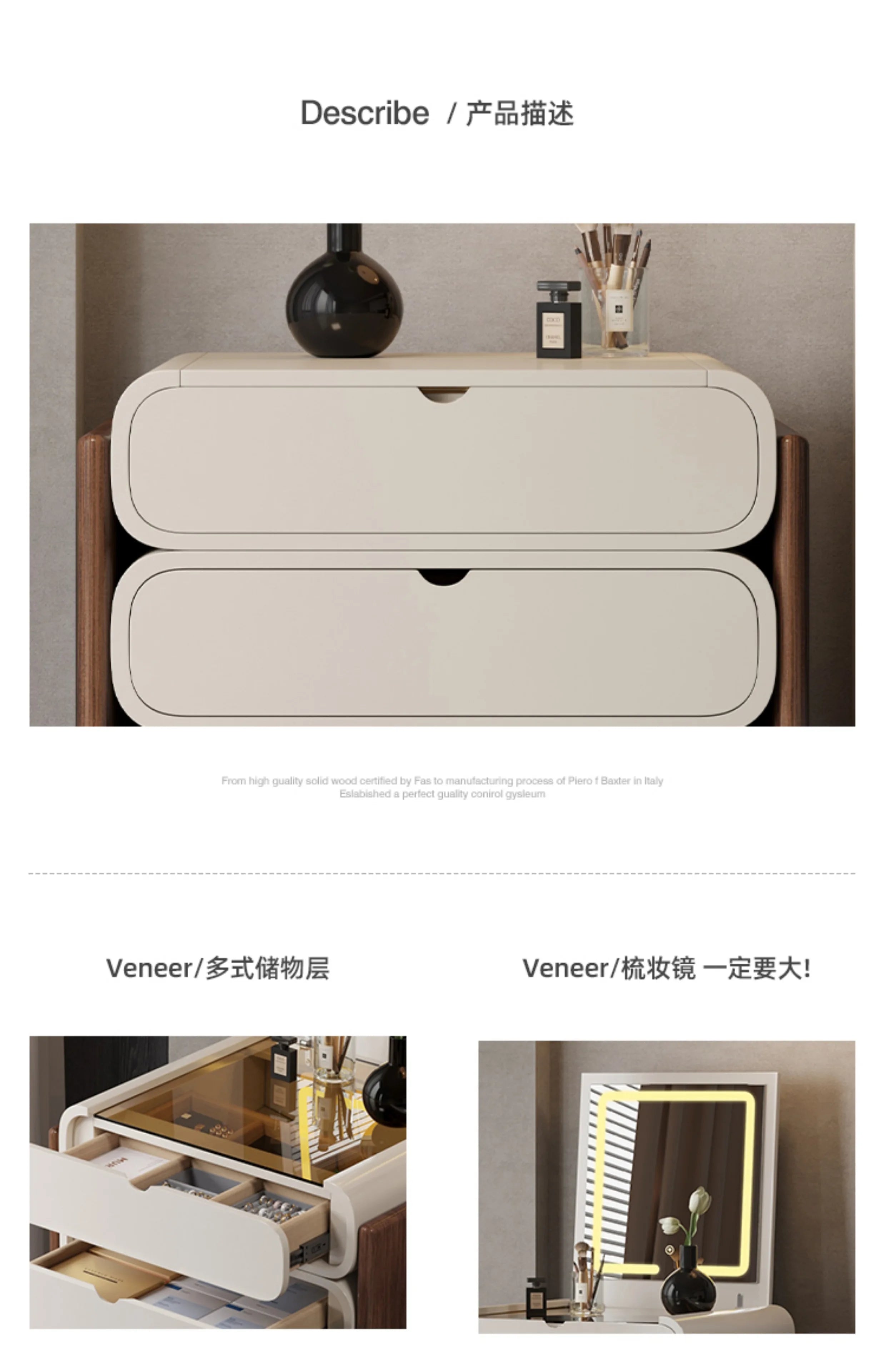 Dressing Table Bedroom Minimalist Design New Mini Bedside Table Storage Elegant Stylish Coiffeuse Maquillage Meuble Furniture