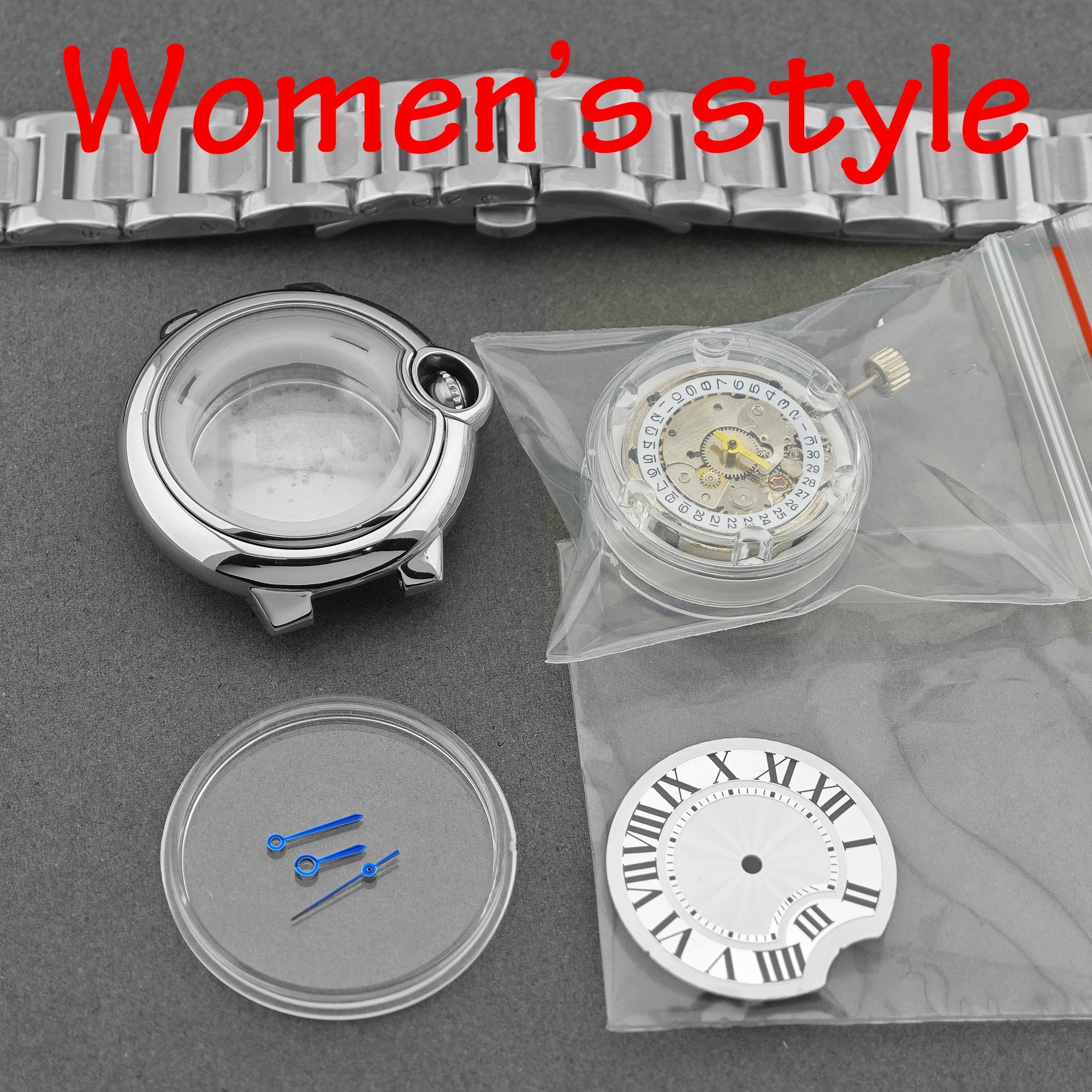 Watch case set Couple-style sizes 42mm/32.8mm stainless steel material suitable for Miyota 8215 / ST6 movements butterfly clasp