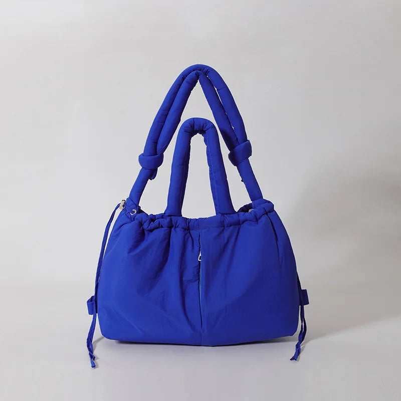 Casual nylon padded tote bag designer soft puffer women shoulder crossbody bags Simple Vintage large capacity handbags 2026