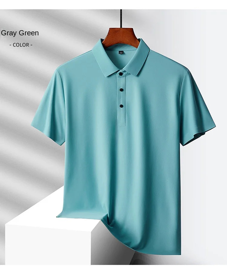 Selected popular nylon fabric, dad's summer clothing, middle-aged men's short sleeved T-shirt, summer ice silk quick drying, mid