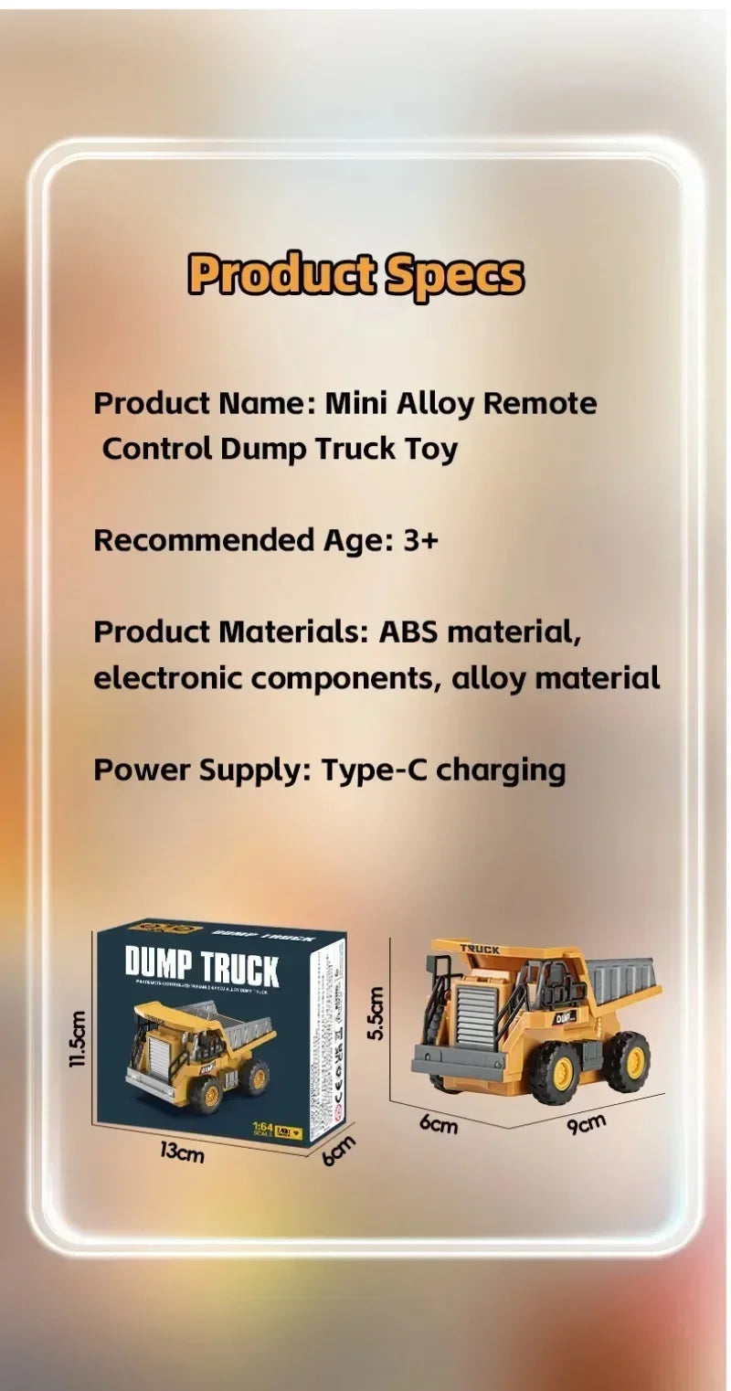 1:64 RC Mini Alloy Car Forklift with Trailer Excavator Desktop Game 2.4G Remote Control Engineering Lift Truck Child's Toy Gifts