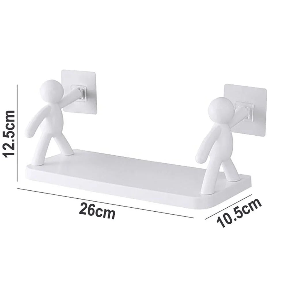 2025 Self-adhesive Bathroom Shampoo Storage Racks Plastic Shelf Storage Organization Shelves Support Holder