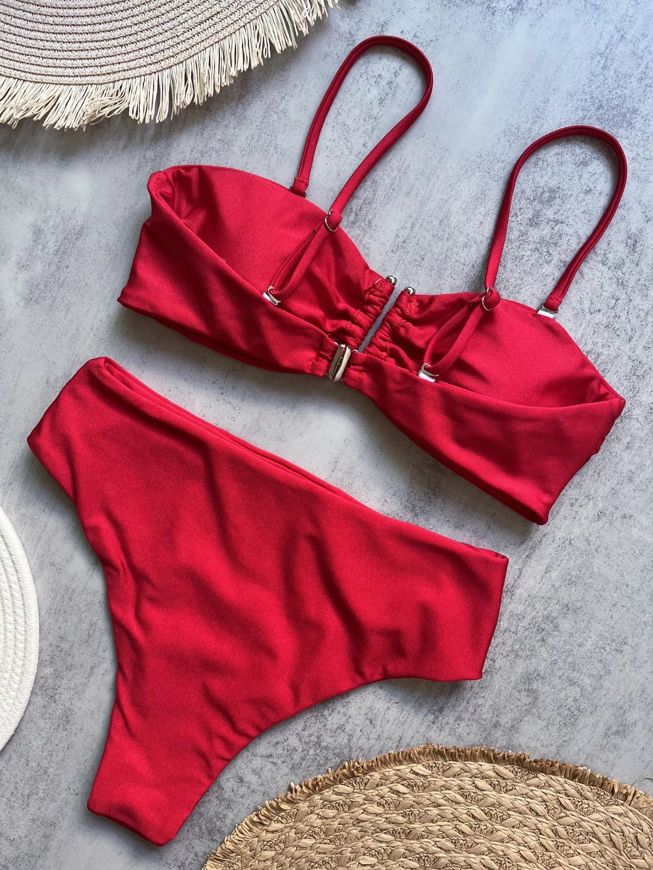 Bandeau Bikini Push Up Women Swimsuits 2026 Sexy Female Swimwear Brazilian Bikini Set Thong Biquini Swim Suits Solid Beachwear