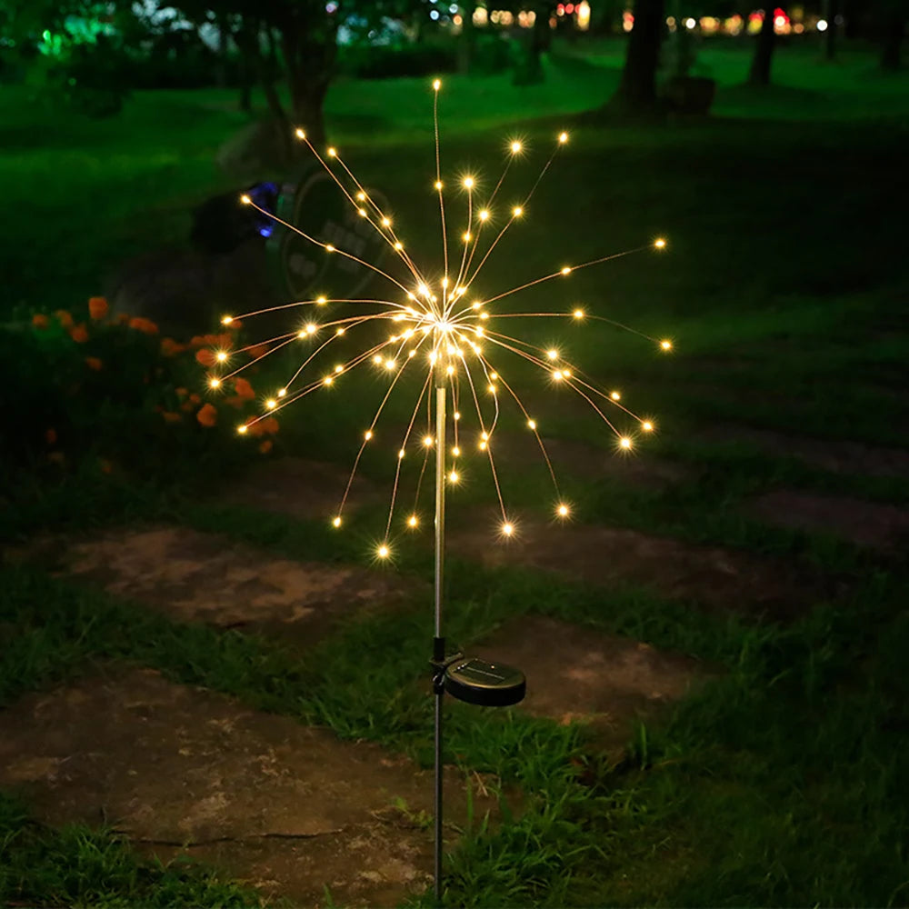 Solar Fireworks Lights ,Outdoor Waterproof Solar Garden Lights ,8 Lighting Modes Solar Lamp for Christmas Wedding Yard Decor