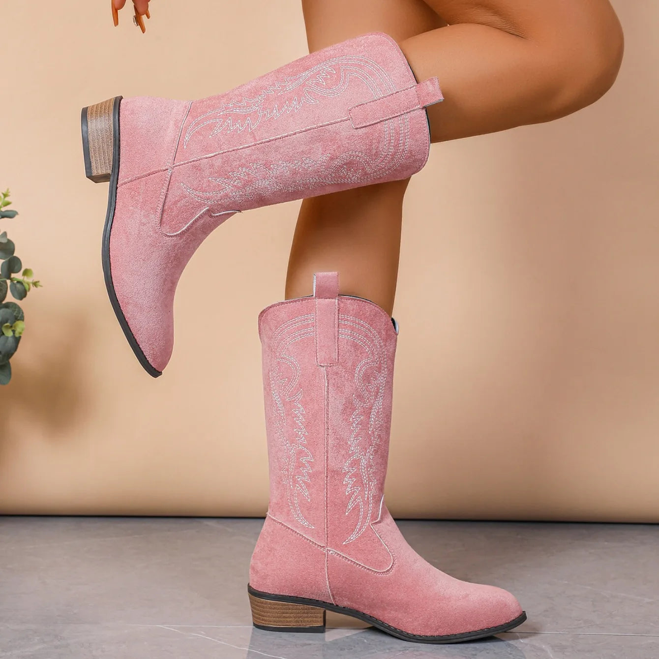 Women Mid-calf Boots Comfortable Outdoor Designer Shoes Pointed Western Cowboy Boots Women Retro Fashion Plus Size Women Shoes