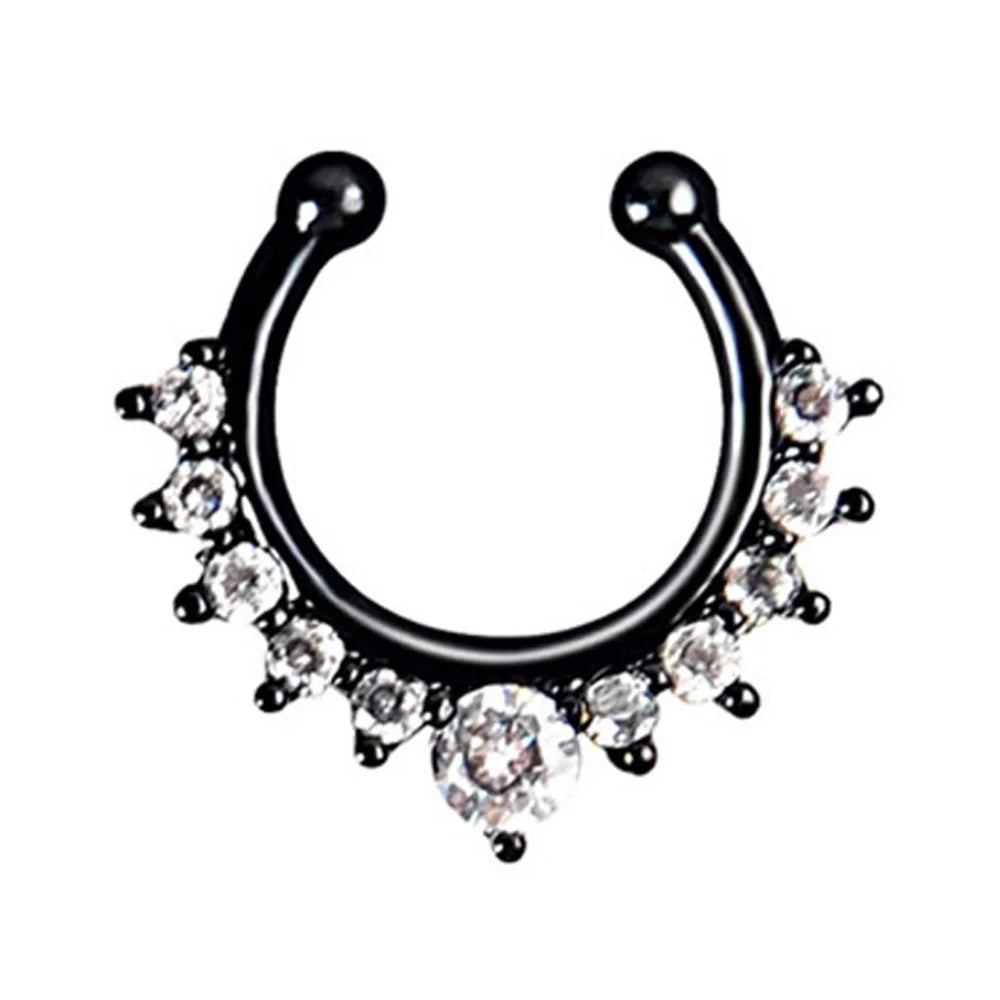 1pc New Fake Piercing Jewelry Clip On Nose Septum Ring for Women Fake Nose Rings Hoop Crysta Faux Non Pierced Nose Ring Earrings