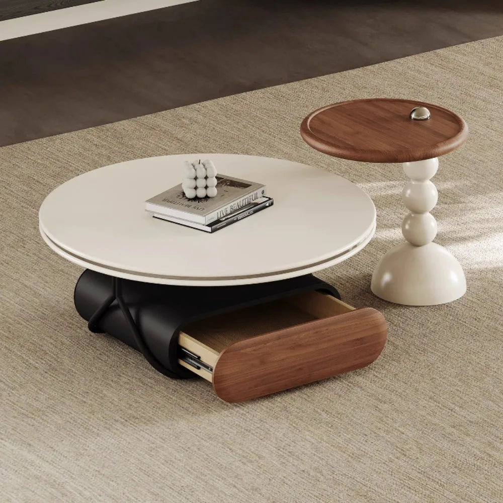 Round Luxury Coffee Table Corner Designer Cool Minimalist Tables Books Premium Mesas De Centro Para Sala Home Furniture
