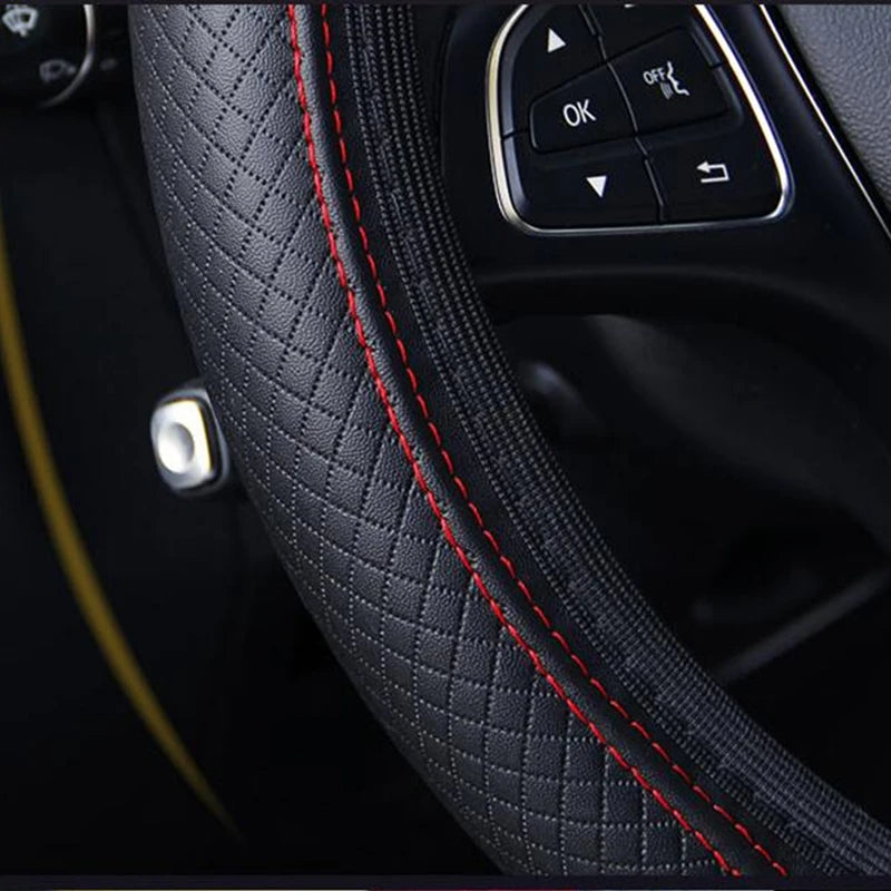 37/38cm Automobile universal steering wheel cover non-slip car steering wheel cover non-slip embossed leather Car-styling