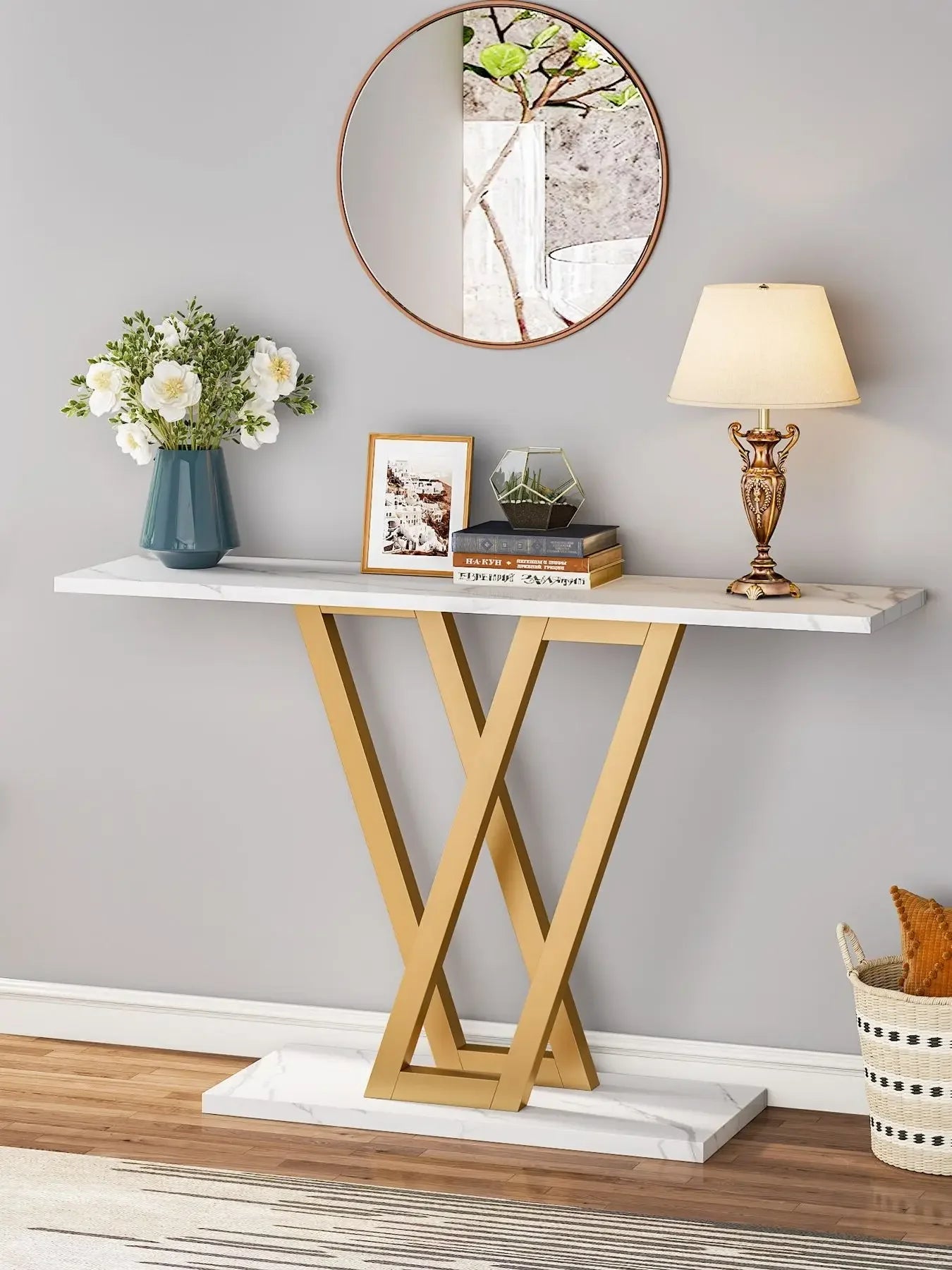 Tribesigns 110 cm Console Table Industrial Entryway Hallway Table  Living Room Furniture