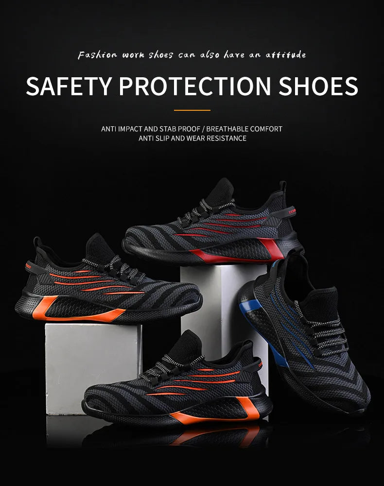 Men Work Safety Shoes Anti-puncture Protective Shoes Men Indestructible Work Shoes Men Boots Lightweight Breathable Safety Boots