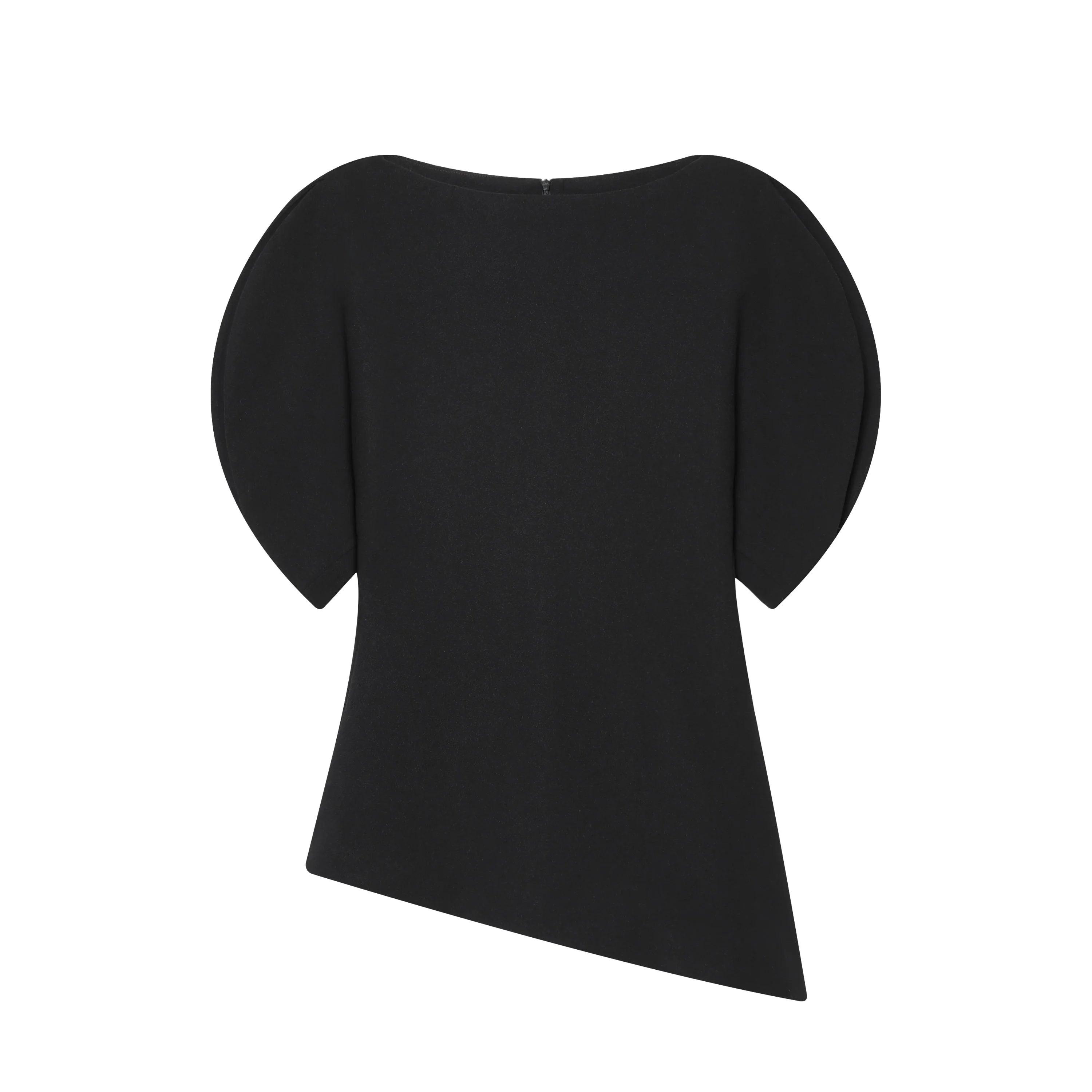 HH Women Elegant Solid Puff Sleeve Blouse Asymmetrical Hem O Neck T-Shirts 2026 Spring Fashion Female Streetwear Y2K Tops